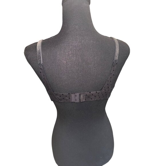 Victorias Secret No-Wire Lightly Lined Comfort T Shirt Bra 36C Black Dot Mesh - Picture 3 of 7